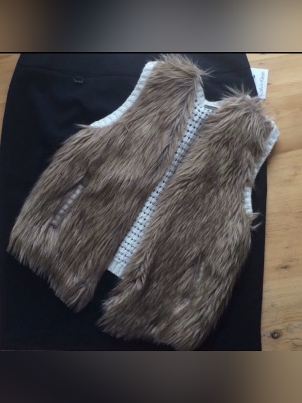 Poof Girl Faux Fur vest Size 14 Like New